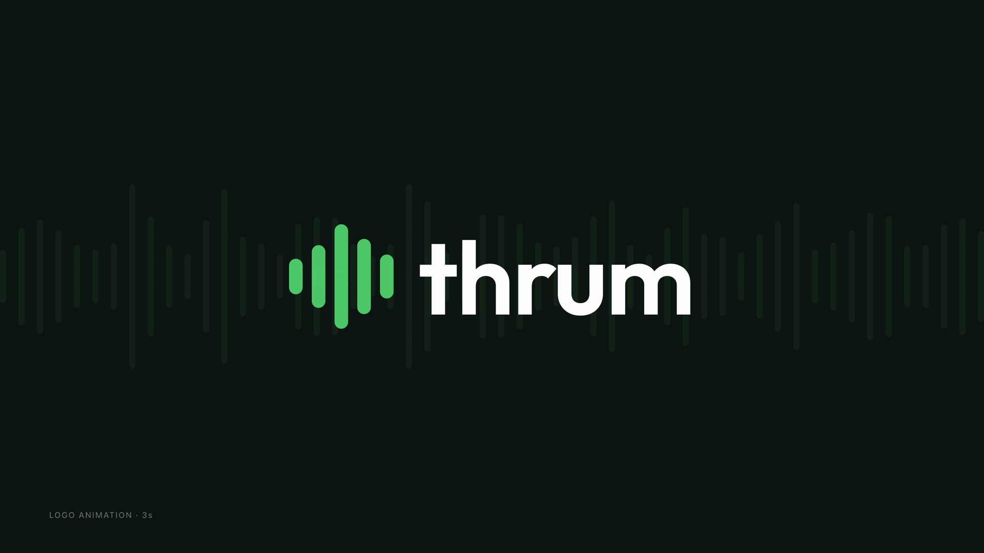 The Thrum logo animation — five green bars rise on the equalizer rhythm and settle beside the wordmark.