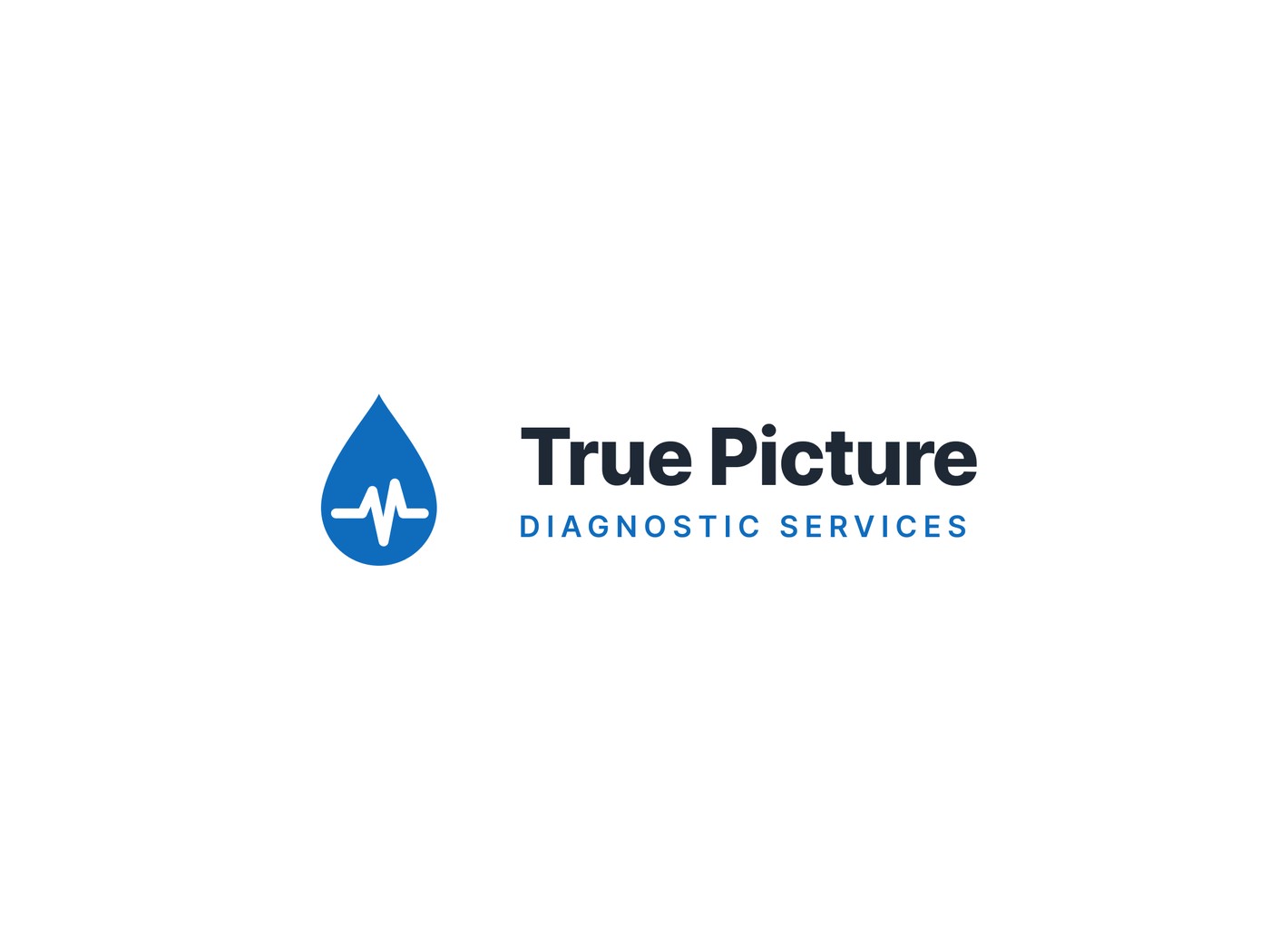 The True Picture Diagnostic logo lockup — a pulse line inside a blue blood drop.